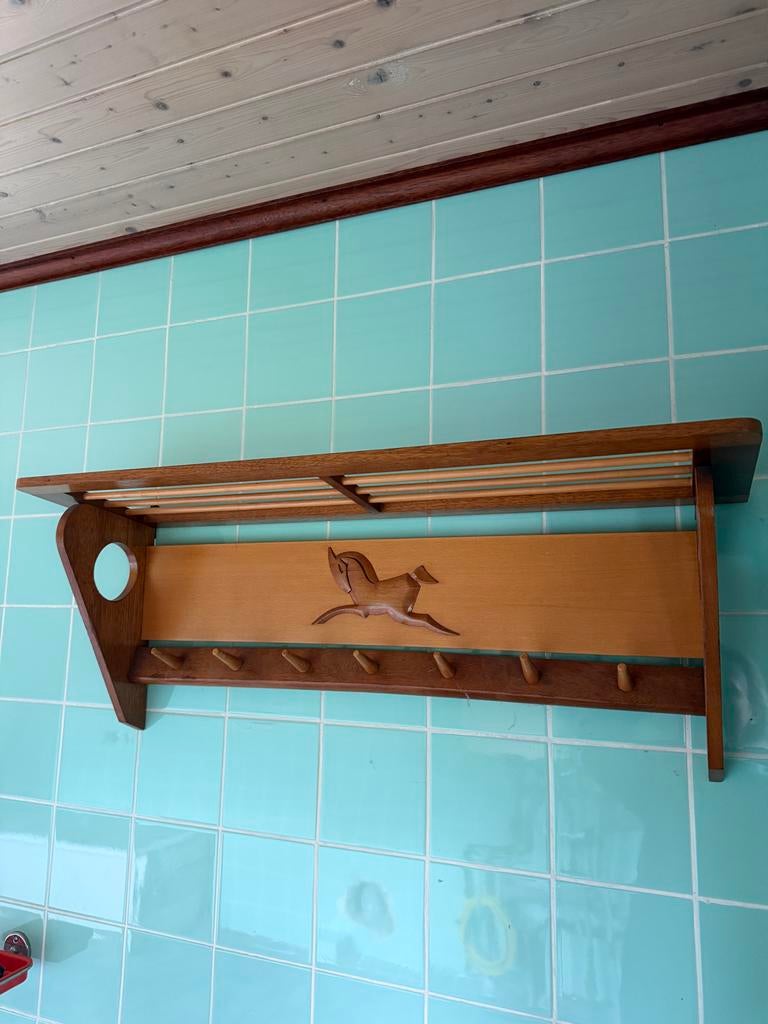 Vintage Deense Kapstok Met Paard Houten Wandkapstok, Gebruikt, Minder dan 100 cm, Hout, Ophalen