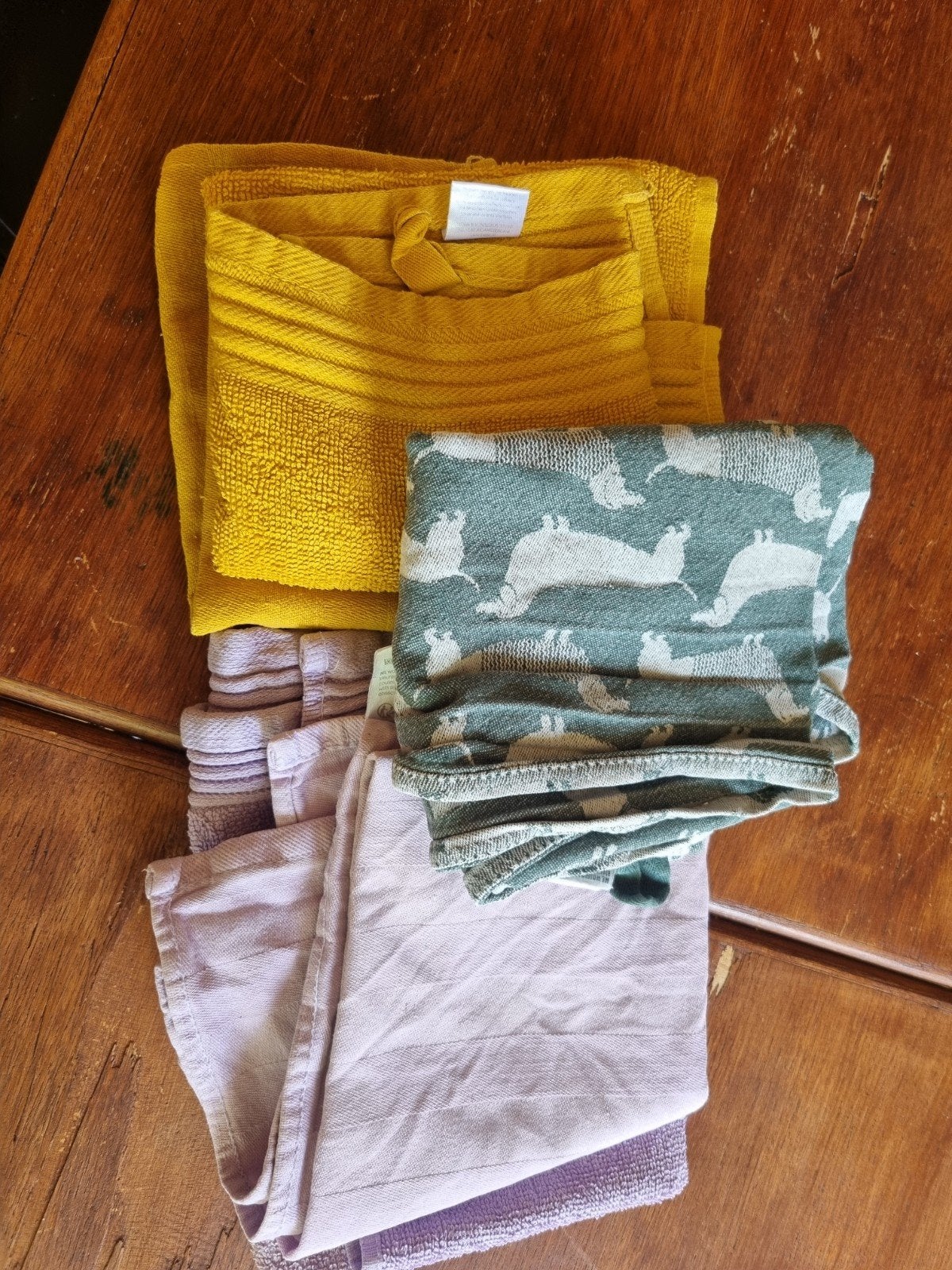 2 setjes en een losse theedoek, Ophalen, Gebruikt, Meerkleurig, Handdoek