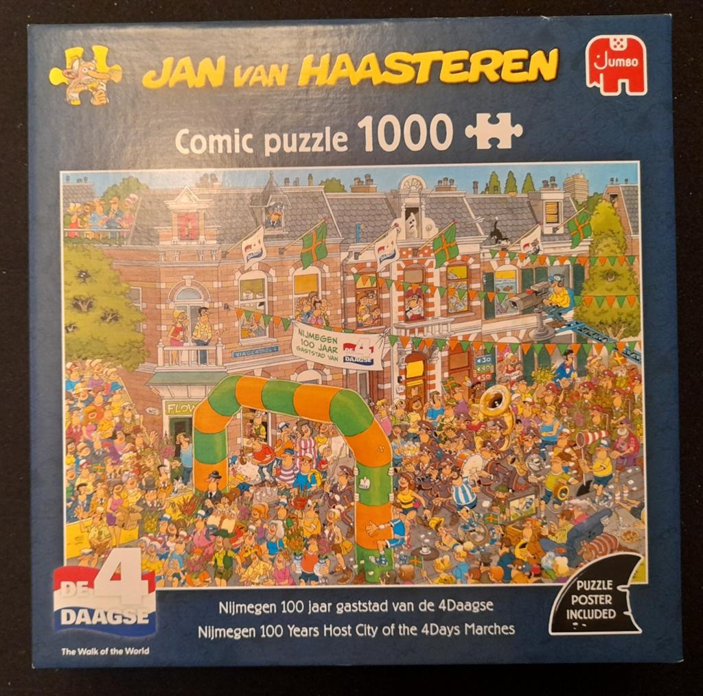 Puzzel Jan van Haasteren Nijmegen 100 jaar gaststad 4Daagse, Ophalen of Verzenden, 500 t/m 1500 stukjes, Nieuw