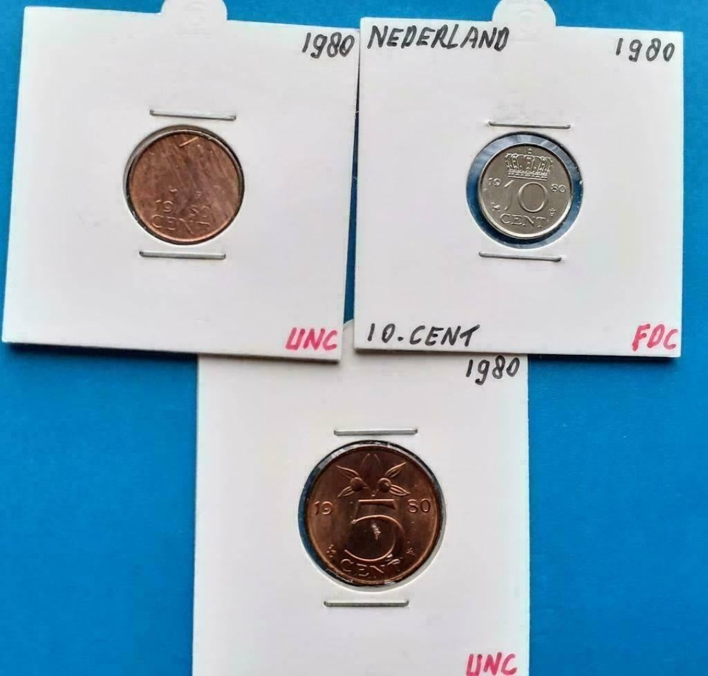1 - 5 en 10 cent 1980 Juliana, Verzenden, Koningin Juliana, Overige waardes, Setje