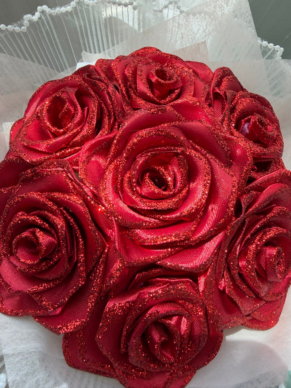 Boeket rode glitter rozen, Overige stijlen, Nieuw, Ophalen of Verzenden, Rood