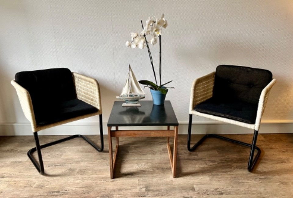 TECTA D43 bauhaus style stoelen met zwarte kussens 2 stuks, Huis en Inrichting, Stoelen, Ophalen, Gebruikt, Zwart, Overige materialen