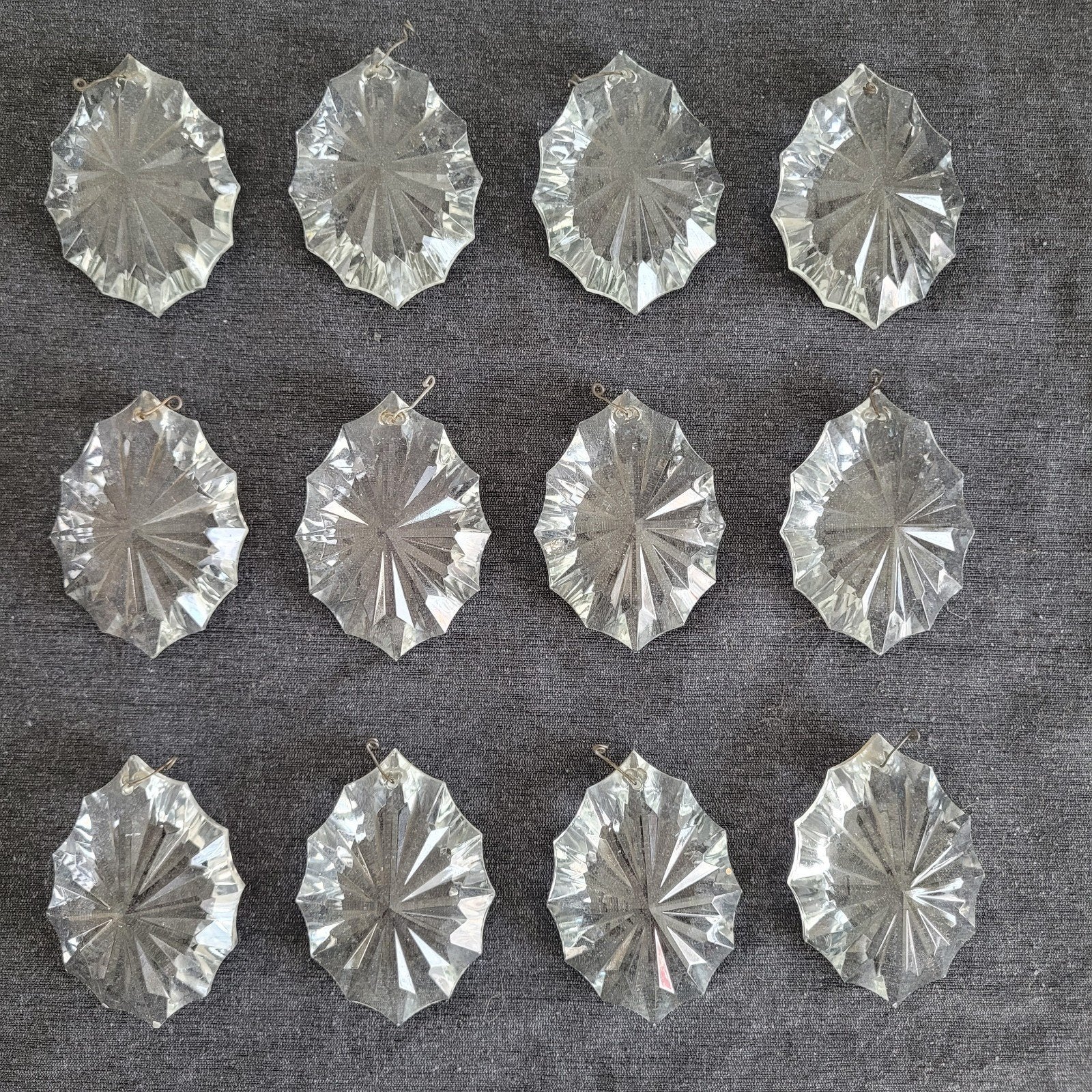 12 XXXL pegels diamant druppels onderdelen kroonluchter, Ophalen of Verzenden, Gebruikt, Glas
