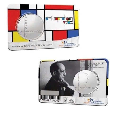 coincard 5 euro Mondriaan (kwaliteit BU), Ophalen of Verzenden, Overige landen, 2 euro, Losse munt