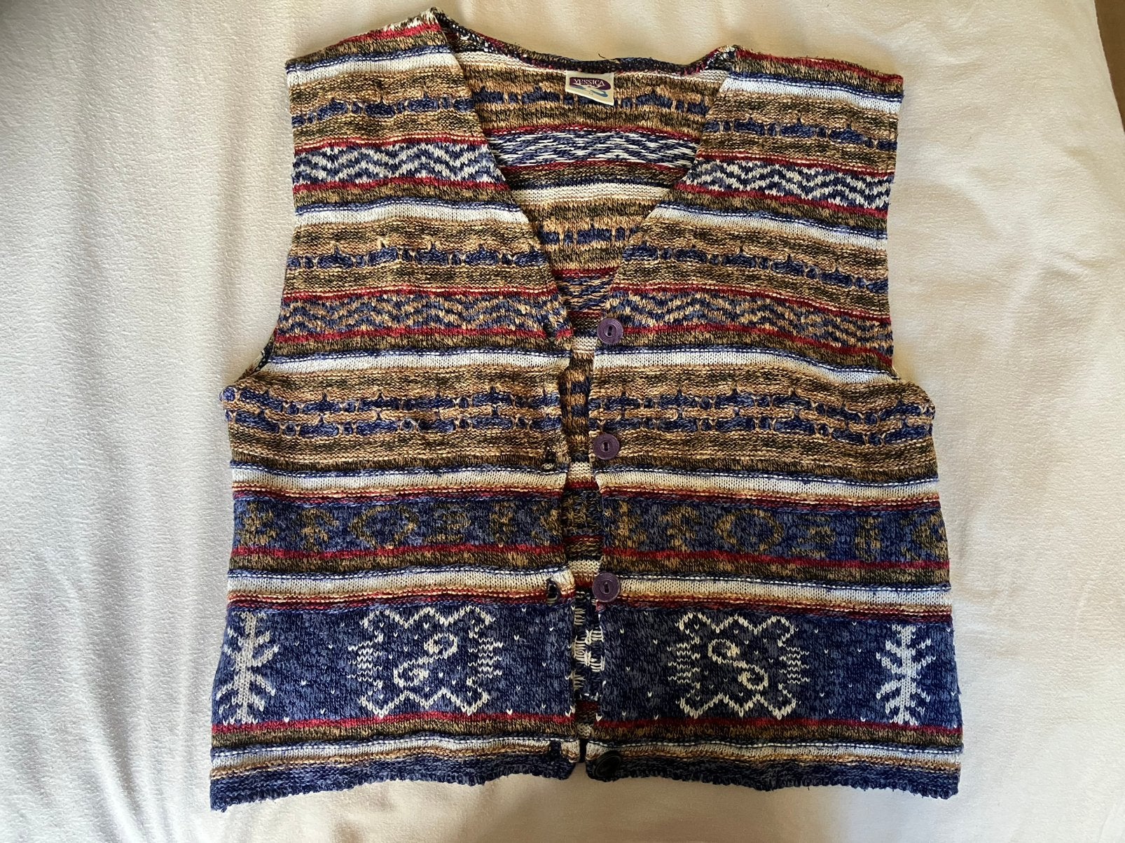 Vintage gilet katoen/acryl maat M, Kleding | Dames, Bodywarmers, Ophalen of Verzenden, Gedragen, Maat 38/40 (M)