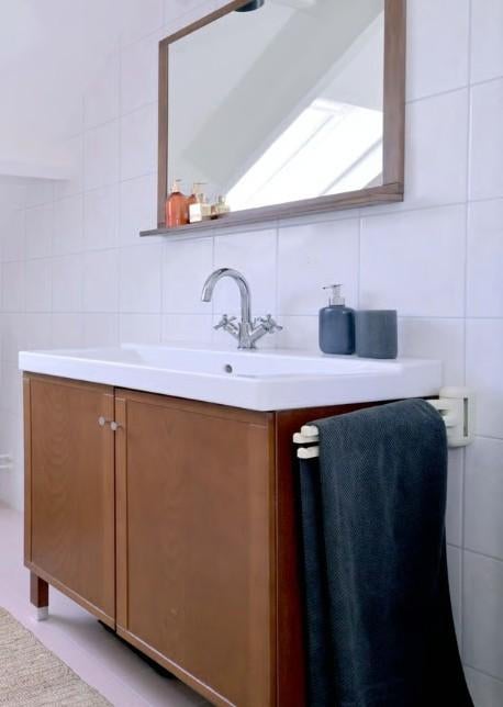 Ikea wastafel met onderkast, spiegel en kraan, Ophalen, Gebruikt, 50 tot 100 cm, Minder dan 100 cm
