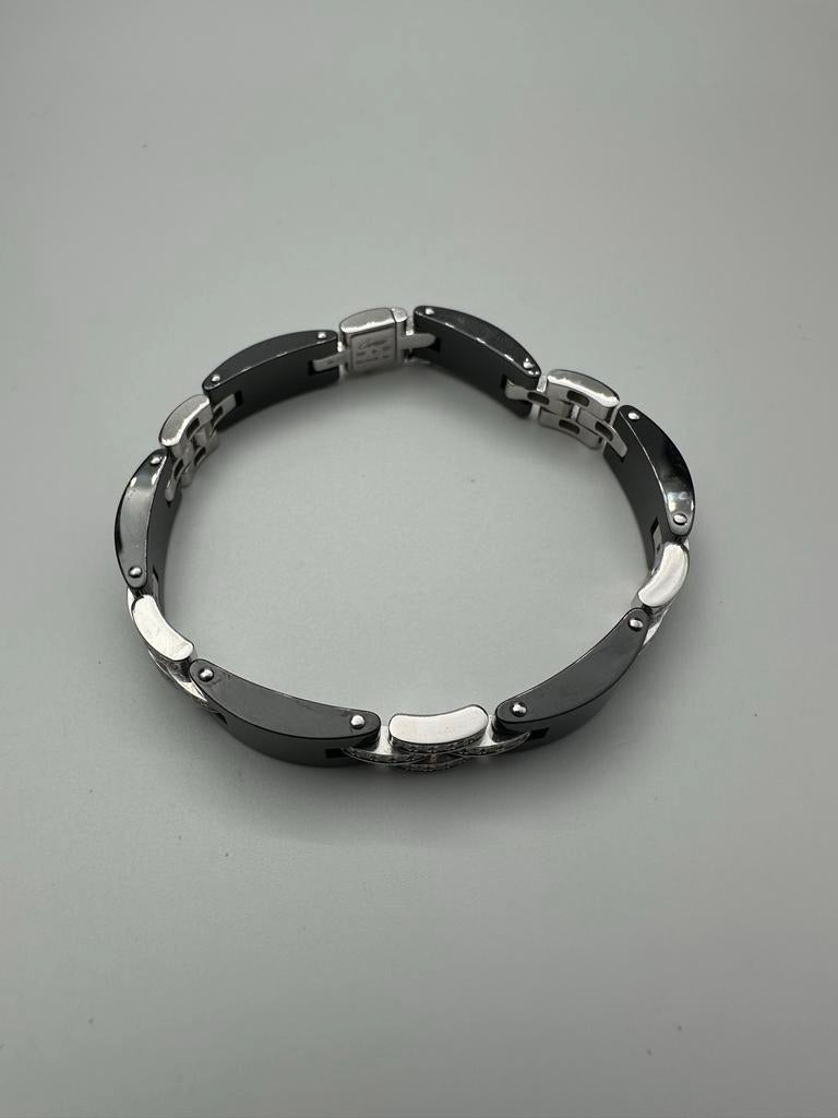 Cartier Maillon Panthère armband met diamanten en keramiek, Gebruikt, Zwart, Ophalen of Verzenden, Met edelsteen
