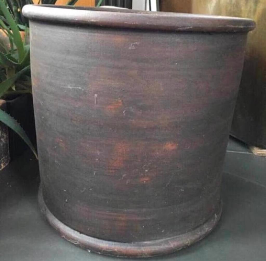 Grote oude vintage bruine terracotta bloempot 33x36cm, 25 tot 40 cm, Rond, Ophalen of Verzenden, Zo goed als nieuw