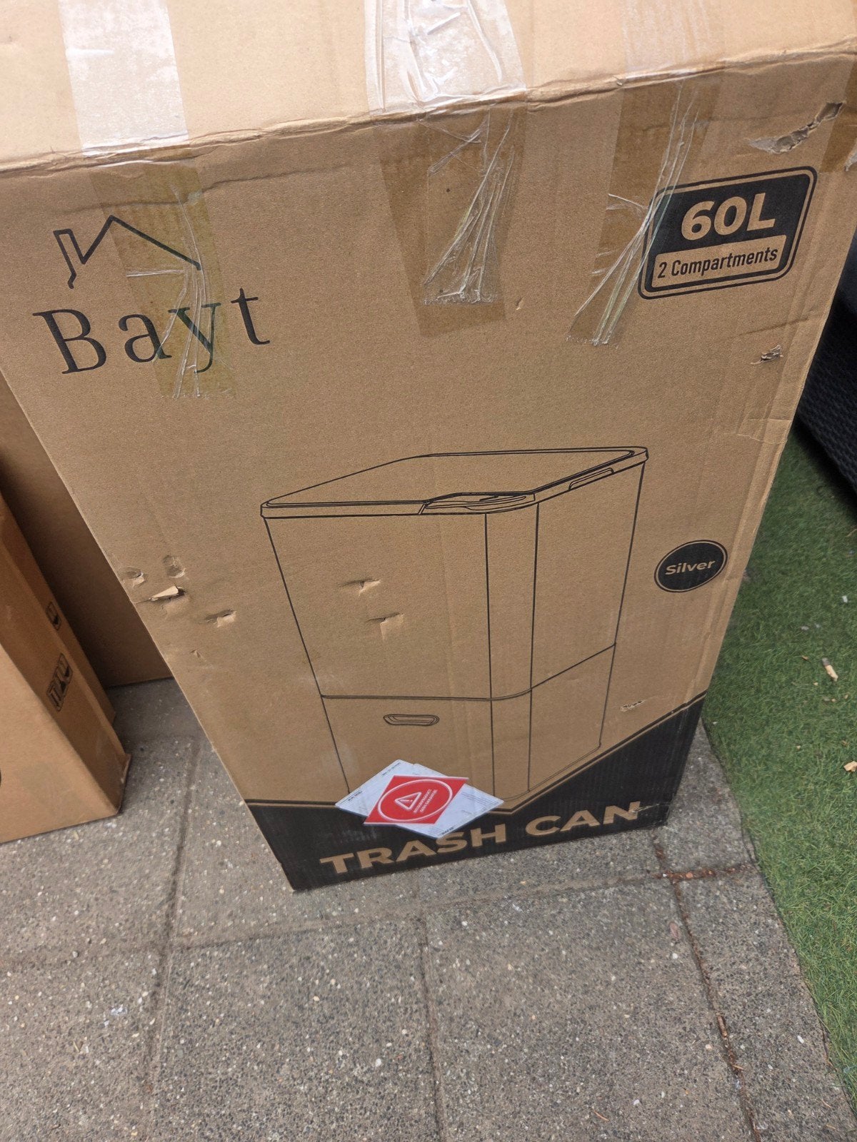 Nieuwe Bayt Prullenbak 60L - RVS met 2 Compartimenten, Huis en Inrichting, Woonaccessoires | Prullenbakken, 40 liter of meer, Ophalen