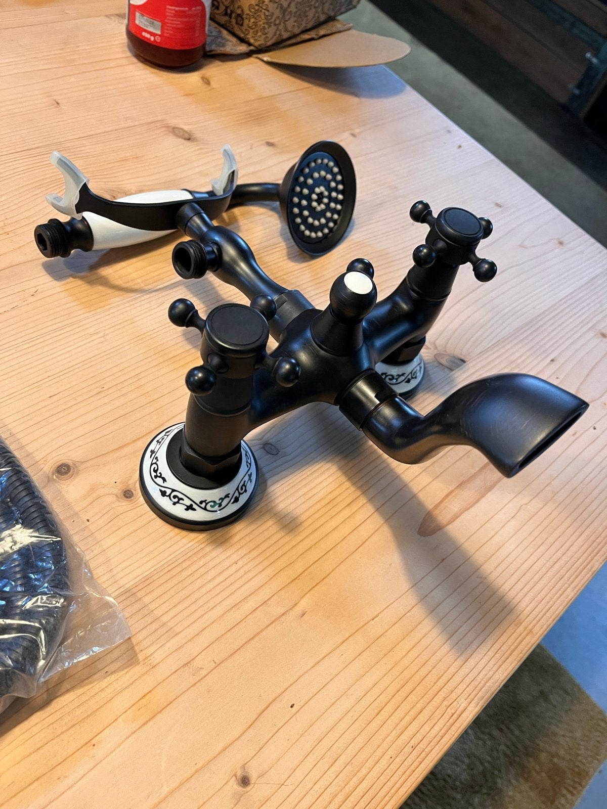 Zwarte retro badkraan met handdouche, Ophalen of Verzenden, Nieuw, Chroom, Kraan