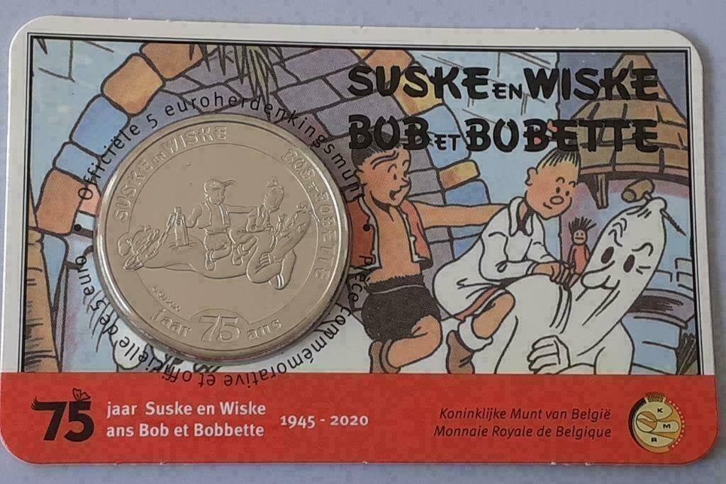 5 euromunt België 2020 ’75 jaar Suske en Wiske’ reliëf BU, Postzegels en Munten, Verzenden, België, 5 euro, Setje