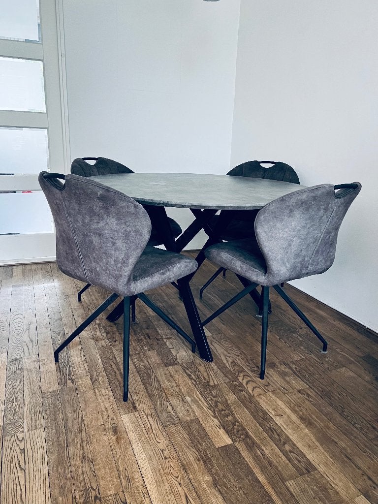 Ronde eettafel + 4 stoelen, Ophalen, Rond, Zo goed als nieuw, Vier personen