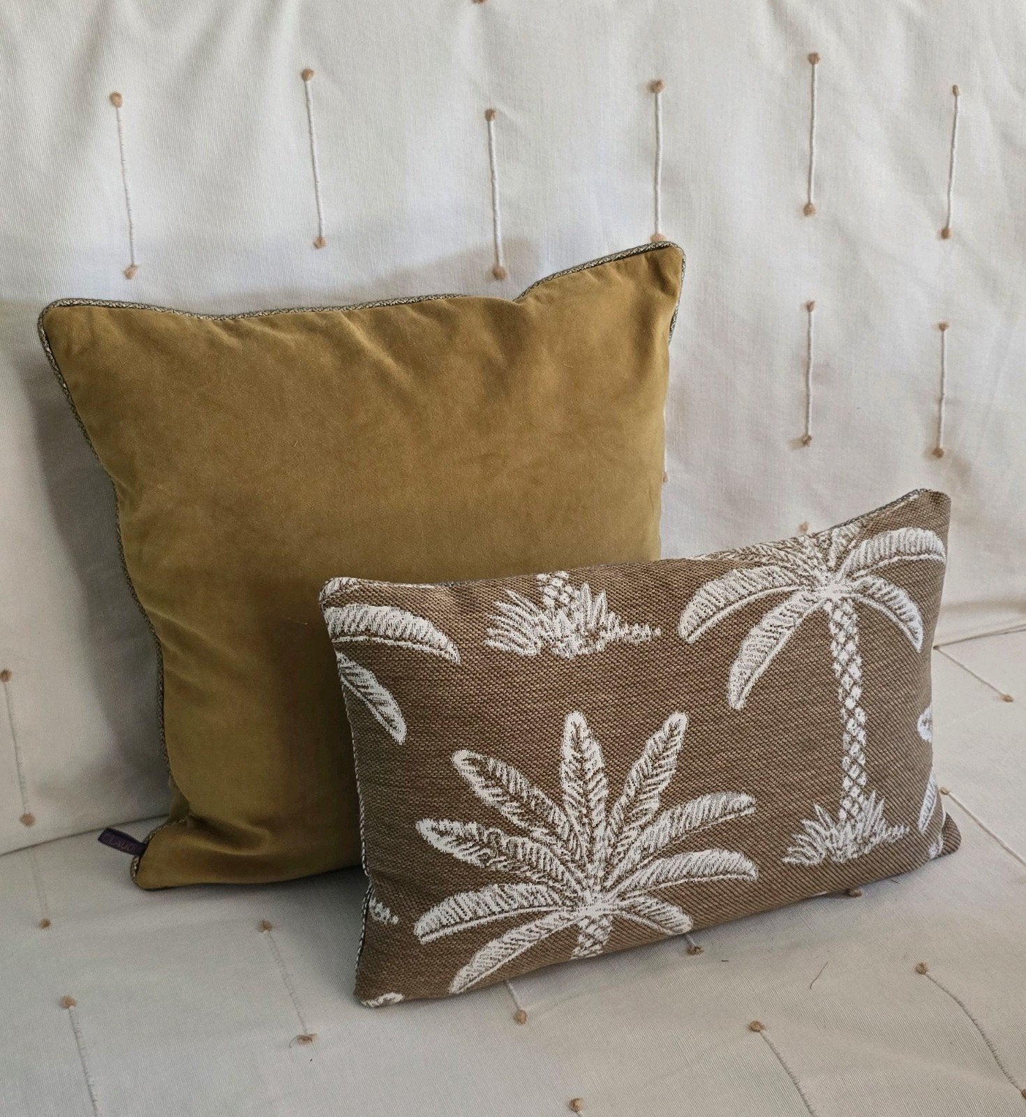 claudi & elitis stof palms kussen set, Huis en Inrichting, Woonaccessoires | Kussens, Bruin, Verzenden, Inclusief binnenkussen