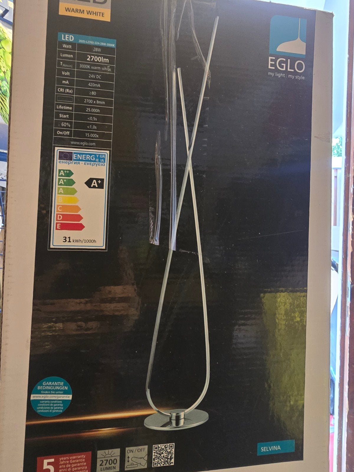 Nieuwe EGLO Selvina LED Vloerlamp - Warm Wit Licht, Huis en Inrichting, Lampen | Vloerlampen, Ophalen, Nieuw, Metaal, 150 tot 200 cm