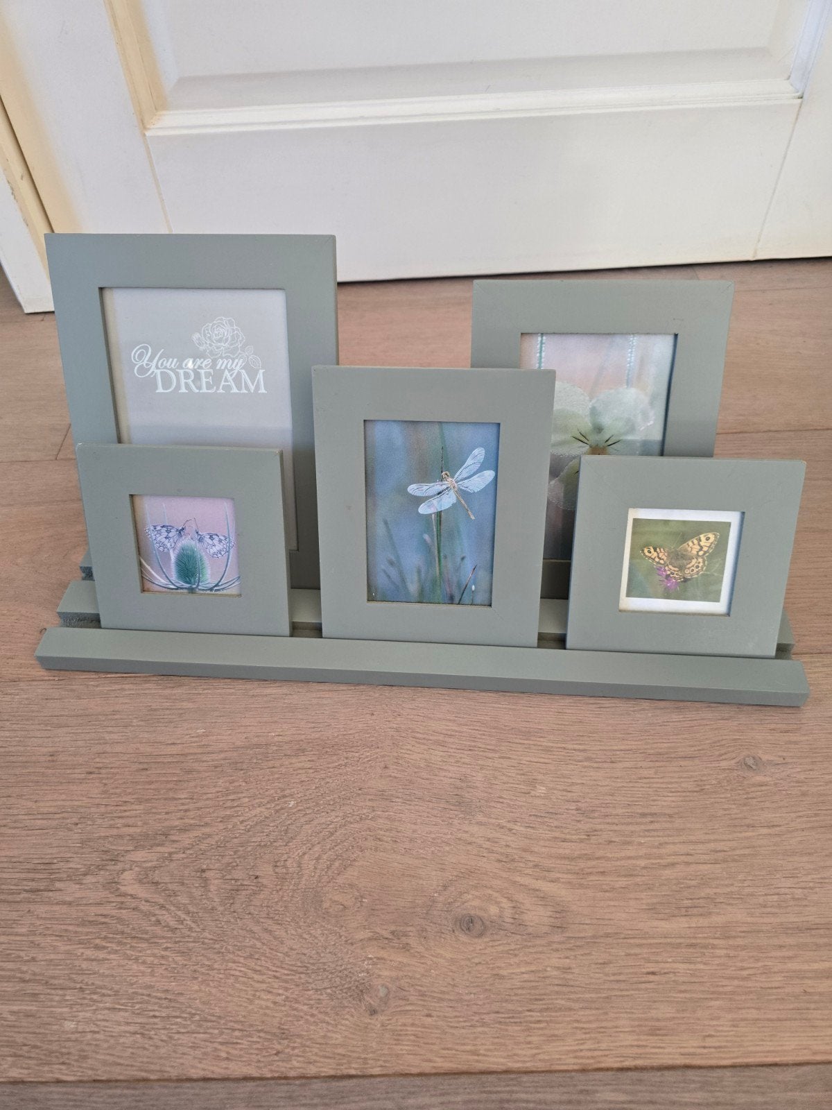 Fotolijst met meerdere openingen - Grijs, Huis en Inrichting, Ophalen, Zo goed als nieuw, Met glas, Hout