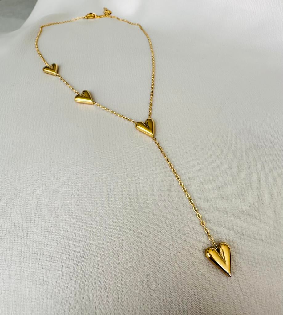 Nieuwe roestvrijstaal ketting met hartjes, Overige materialen, Nieuw, Ophalen of Verzenden, Verstelbaar