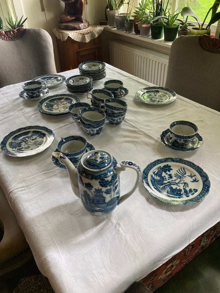 Blauw/wit vintage servies "van der Plaats" Bolsward, Ophalen of Verzenden