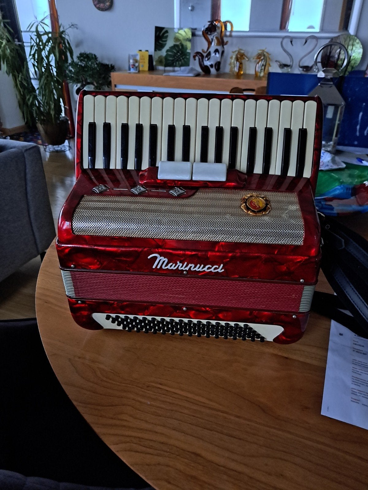 80 bas accordeon met hoes kleur rood, Ophalen of Verzenden, Gebruikt, 80-bas, Marinucci