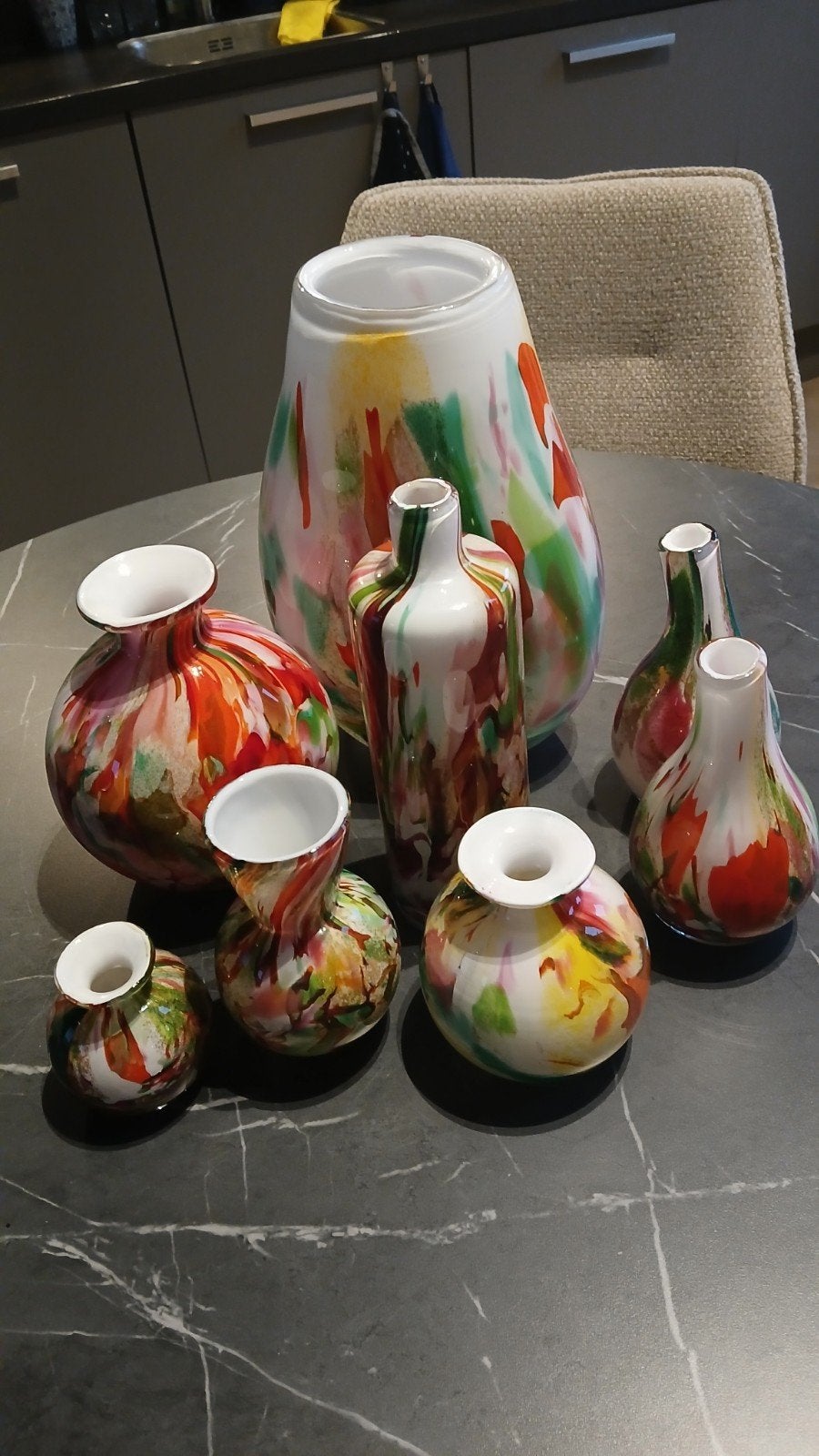 Set van 8 Fidrio Holland mondgeblazen vazen., Ophalen