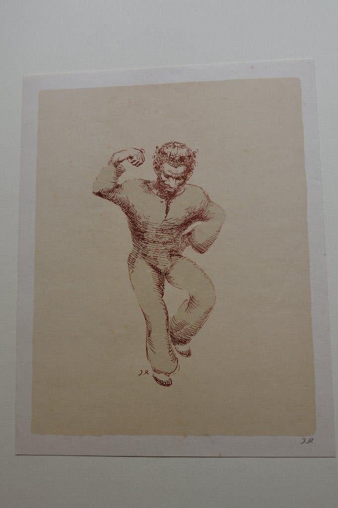 JOHN RÄDECKER DANSEND MANNETJE LITHO 1947 gesigneerd SP22, Origineel, Overige onderwerpen, Ophalen of Verzenden, Lithografie