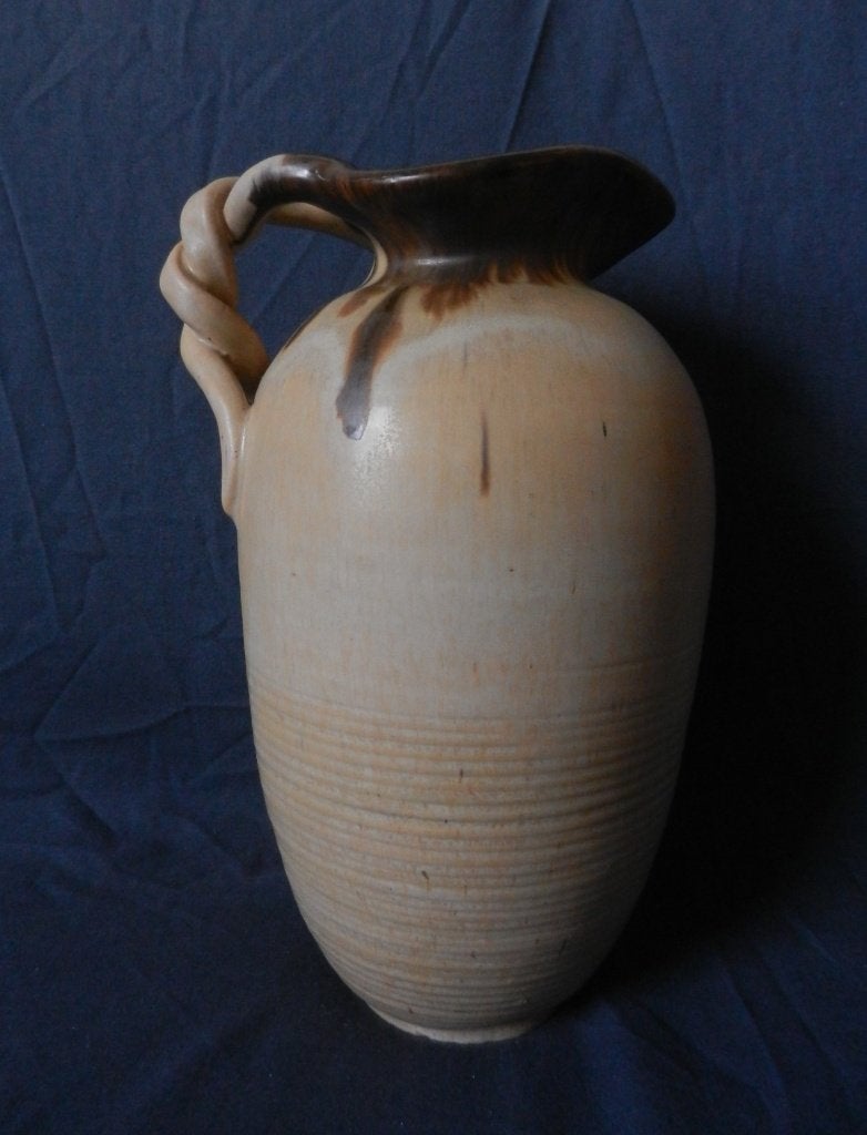Hoge beige en bruine kan m gedraaid oor Roger Guérin h. 27,2, Antiek en Kunst, Ophalen of Verzenden