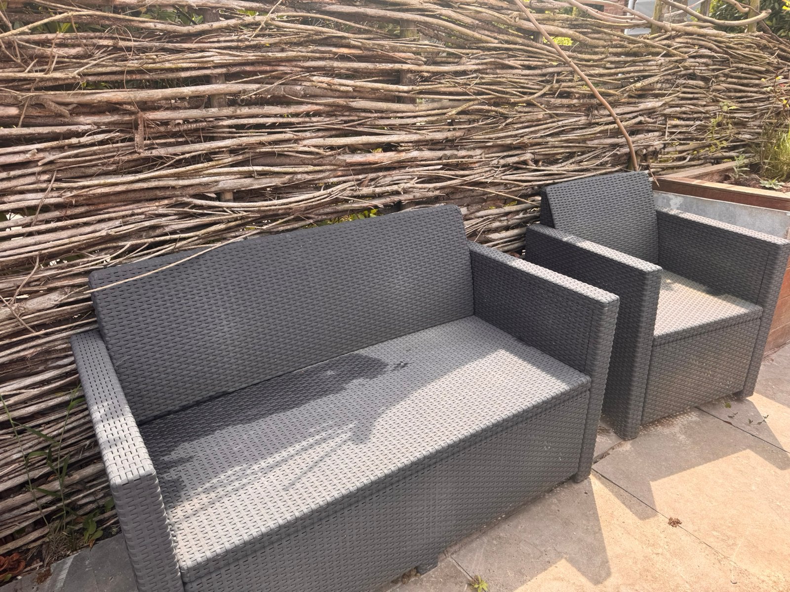 Tuinbank en stoelen, Ophalen, Gebruikt, Bank, 3 zitplaatsen