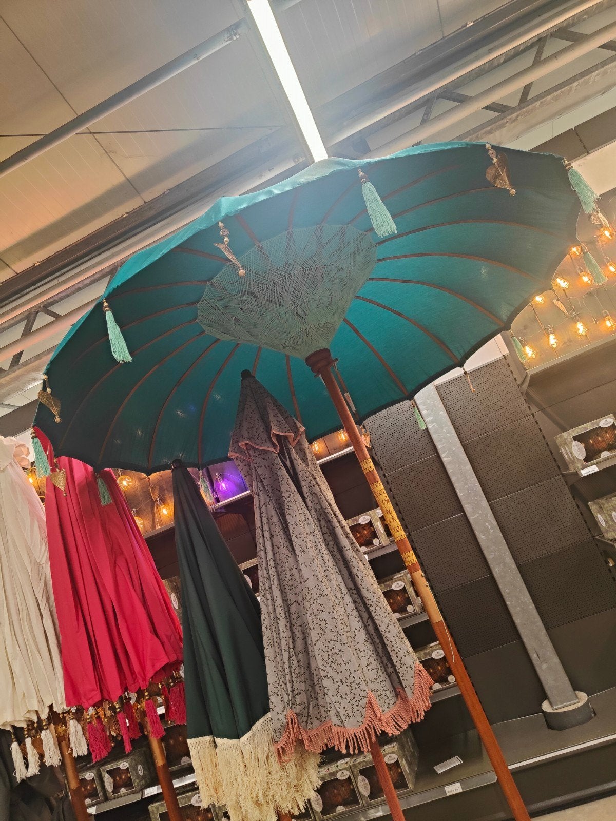 Bali Parasol Turquoise/Blauw, Ophalen of Verzenden, Nieuw, 1 tot 2 meter, Stokparasol