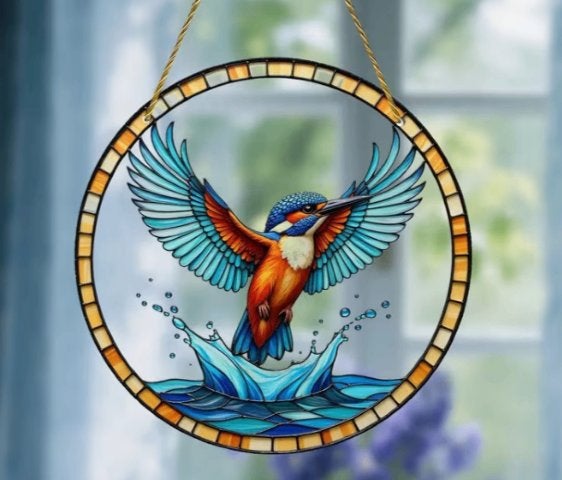 Raamhanger IJsvogel met spat water, Ophalen of Verzenden, Nieuw