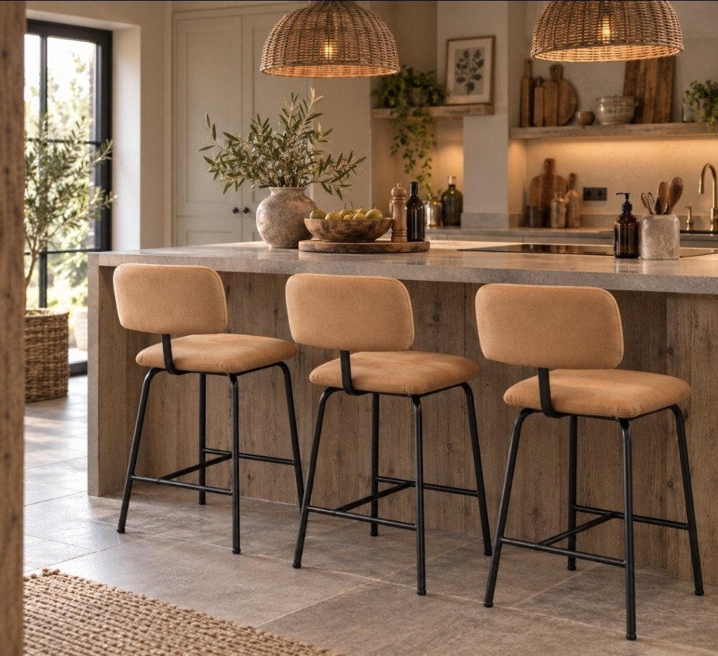 Luxe barstoel barkruk ZIPP Jess Design metaal leer naturel