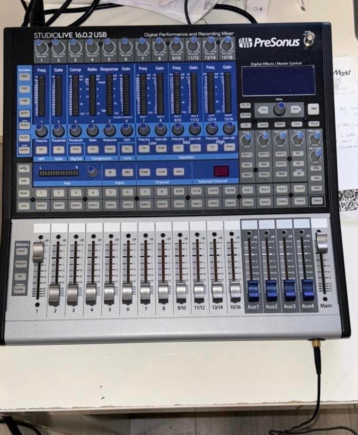 PreSonus StudioLive 16.0.2 USB Digitale Mixer, Ophalen of Verzenden, Gebruikt, 10 tot 20 kanalen, Microfooningang
