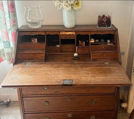 Originele Engelse Antieke Eikenhouten Ladekast/Secretaire, Ophalen