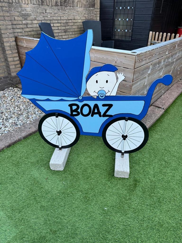 Geboortebord kinderwagen blauw geboorte bord, Ophalen, Gebruikt