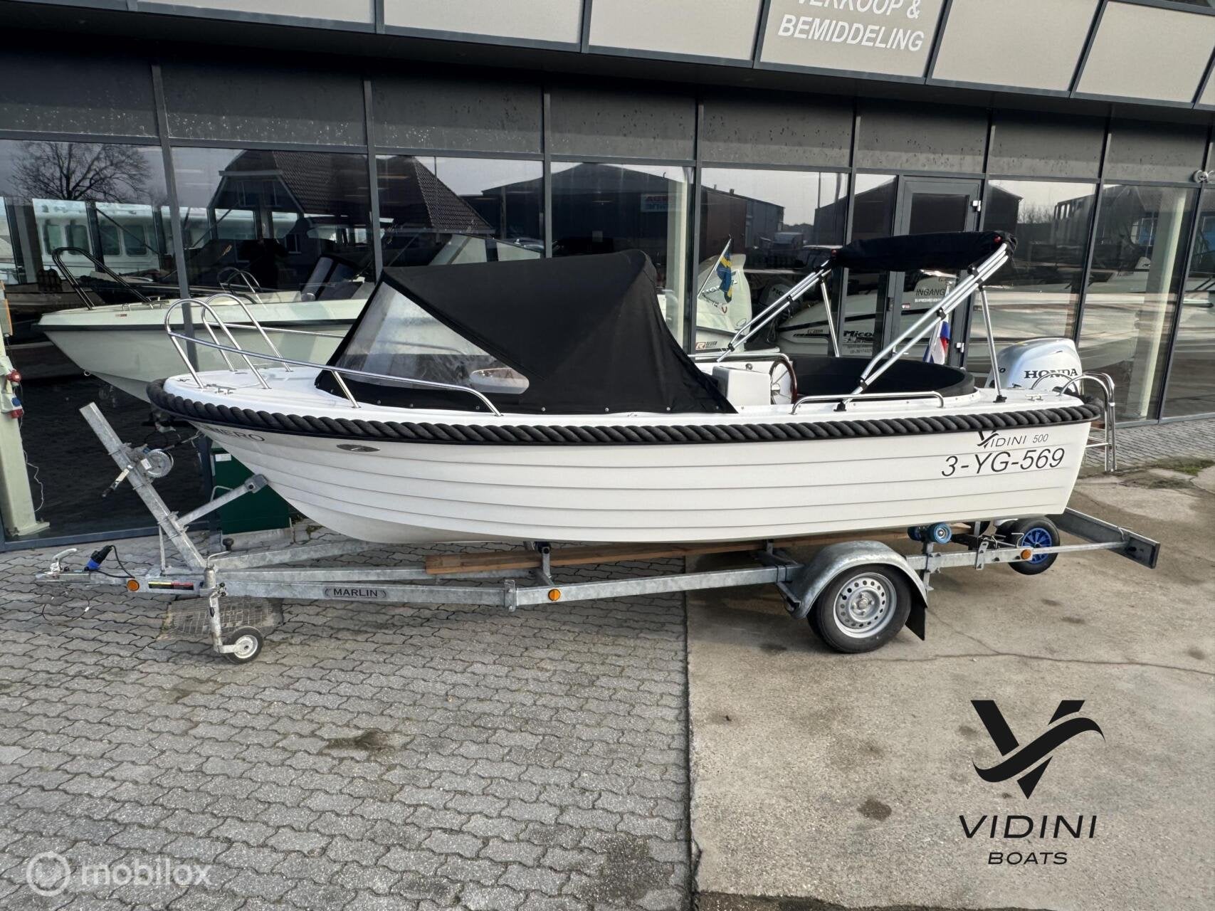 Vidini 500 sloep met Honda 50pk en Marlin trailer *Compleet*, Watersport en Boten, Sloepen, Gebruikt, -, -, -