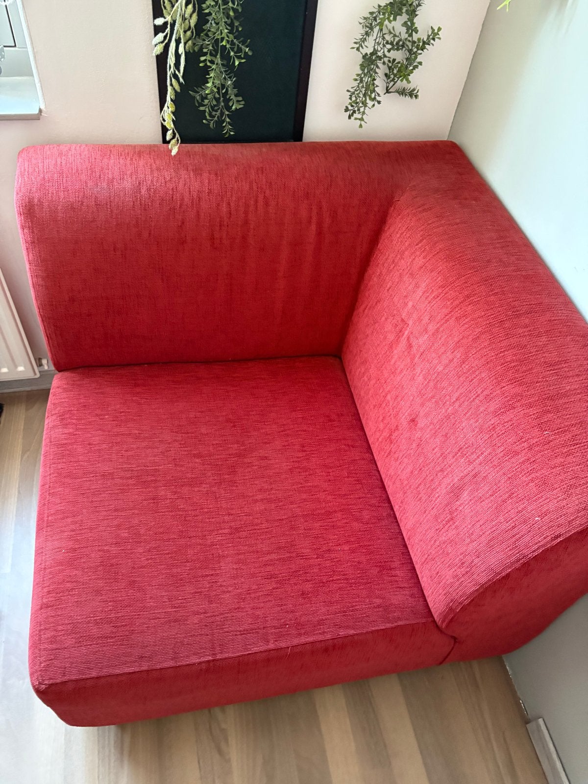 Montel Hoekbank - Rood - In goede staat gratis, Huis en Inrichting, Banken | Bankstellen, Ophalen, 100 tot 125 cm, Hoekbank, Zo goed als nieuw