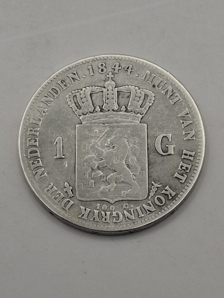 Zilveren 1 gulden 1844 Willem II, 1 gulden, Zilver, Ophalen of Verzenden, Losse munt