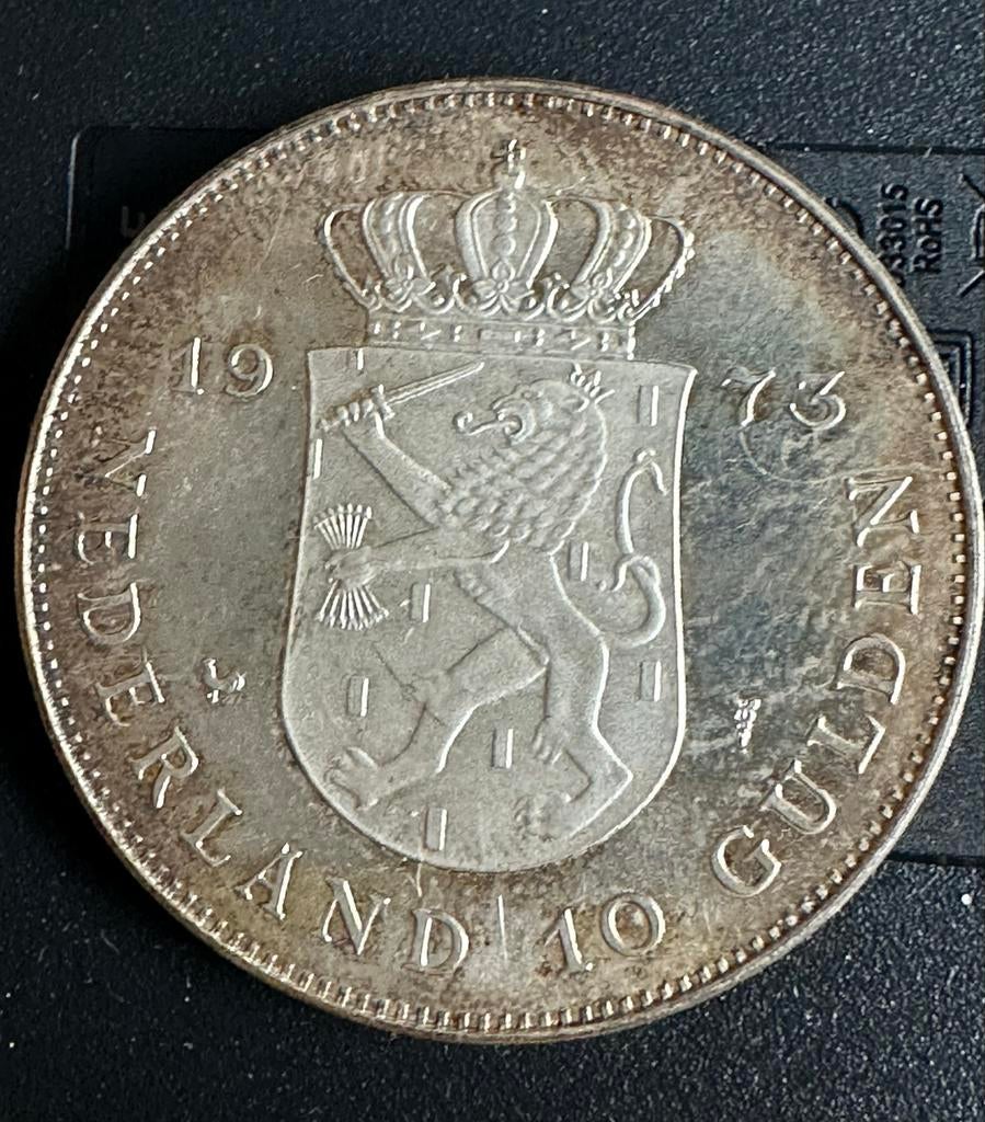 Zilveren tientje 1973 Juliana, Postzegels en Munten, Munten | Nederland, Koningin Juliana, Zilver, Ophalen of Verzenden, Losse munt