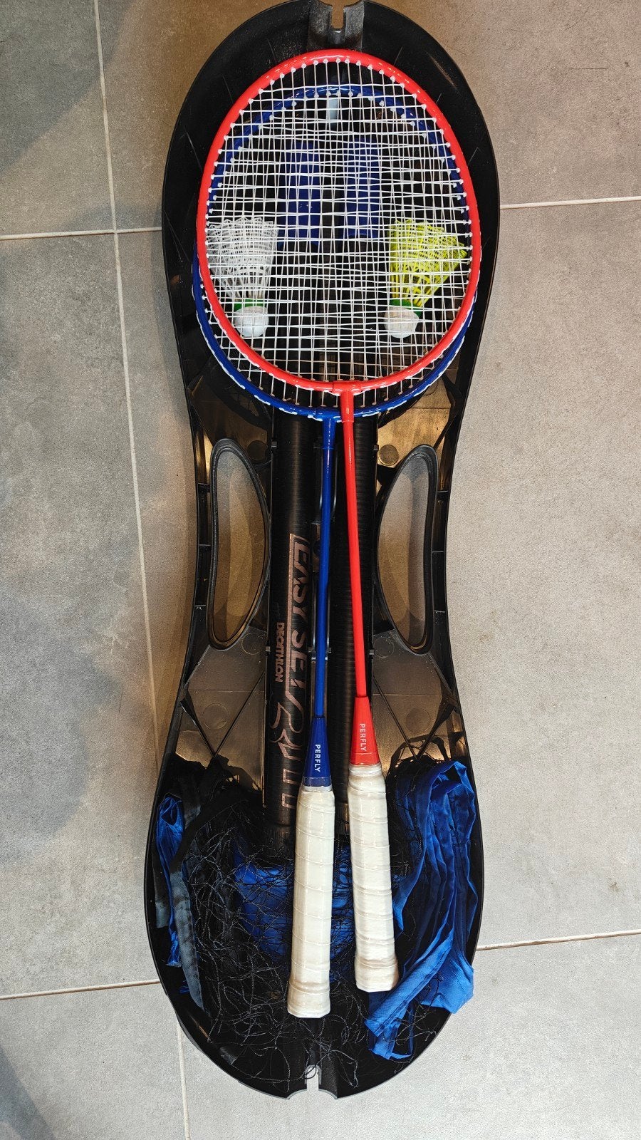 Badminton set met net en rackets - Zo goed als nieuw, Ophalen of Verzenden, Zo goed als nieuw, Racket(s)