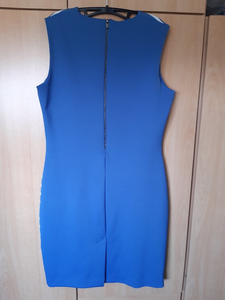 Mooie blauw/wit gestreepte zomerjurk van Cavallaro. Maat XL, Kleding | Dames, Blauw, Ophalen of Verzenden, Zo goed als nieuw, Knielengte