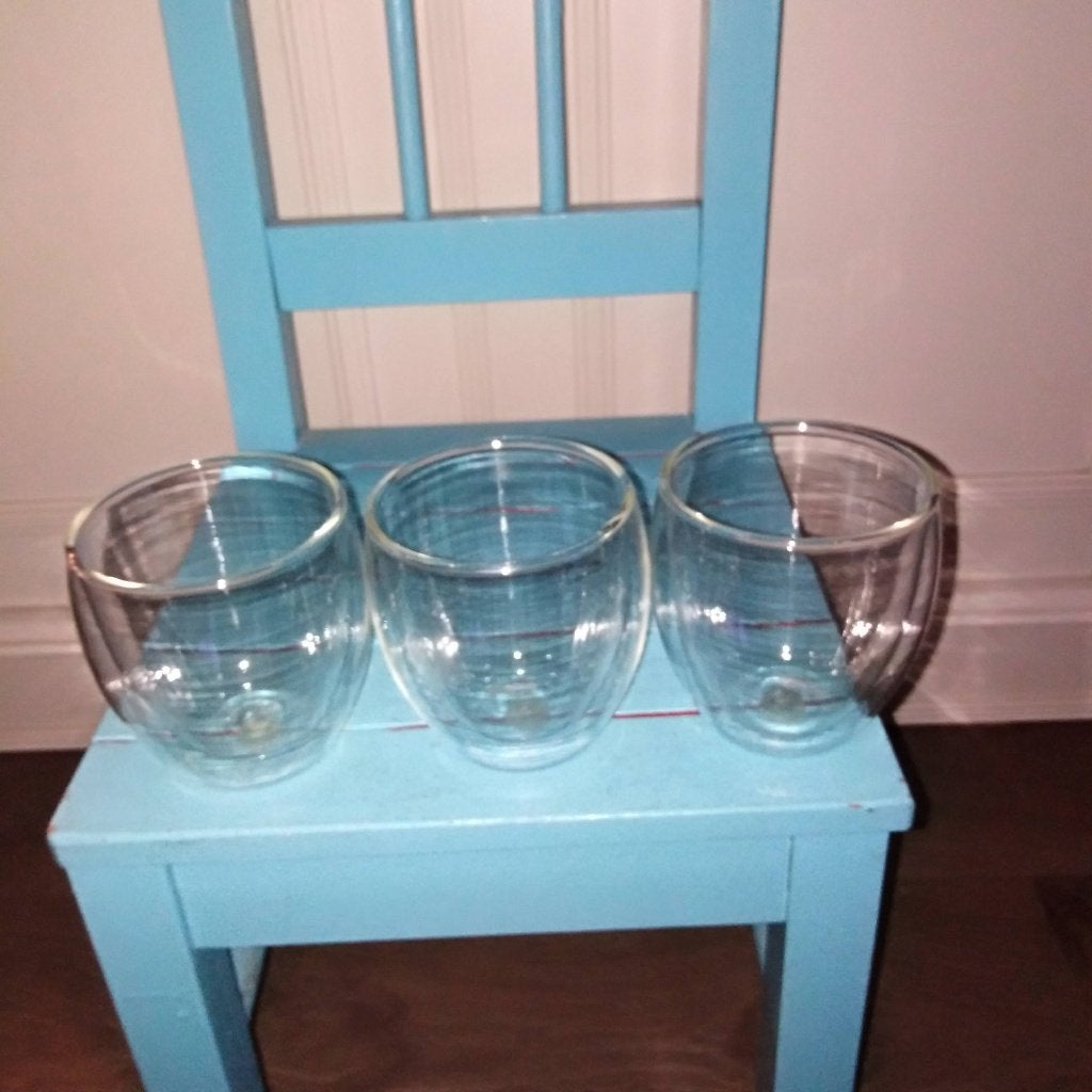 Intermezzo dubbelwandige glazen 3 stuks, Huis en Inrichting, Keuken | Servies, Ophalen, Glas of Glazen, Gebruikt, Glas
