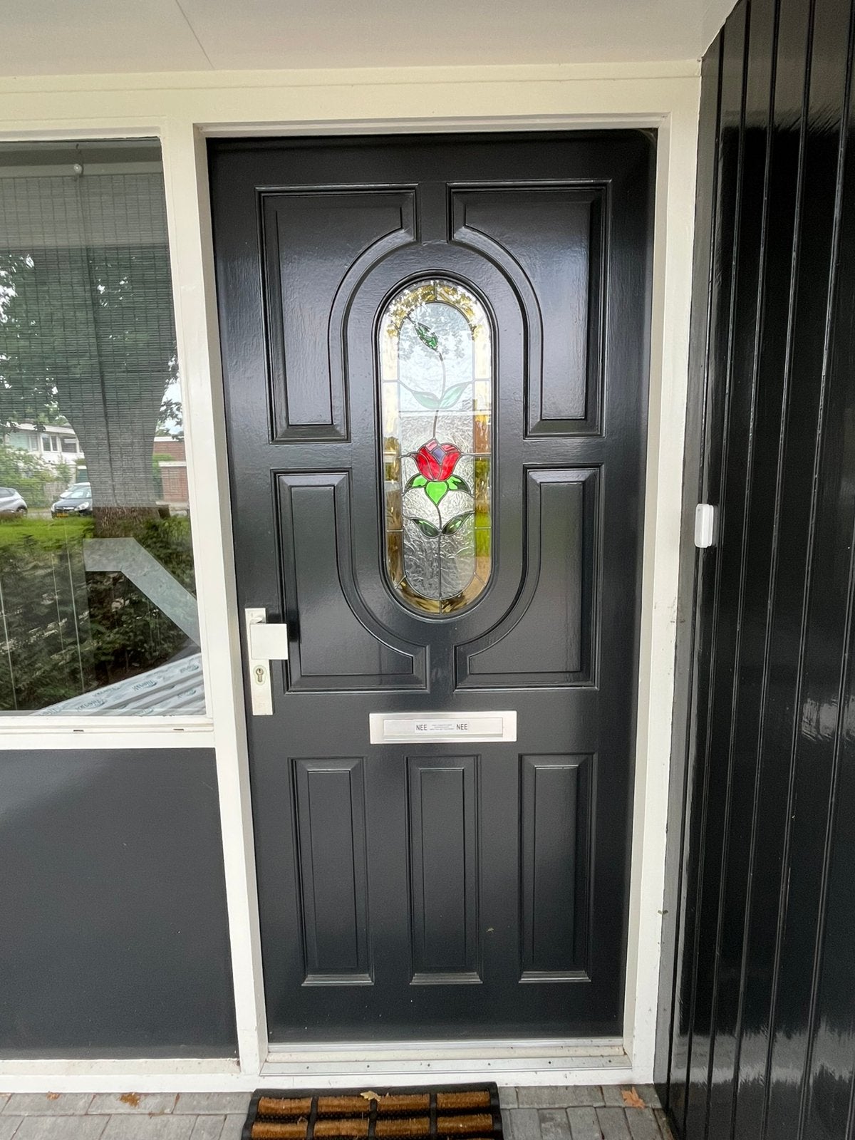 Voordeur met glas in lood raampje, Ophalen, Gebruikt, 80 tot 100 cm, Buitendeur