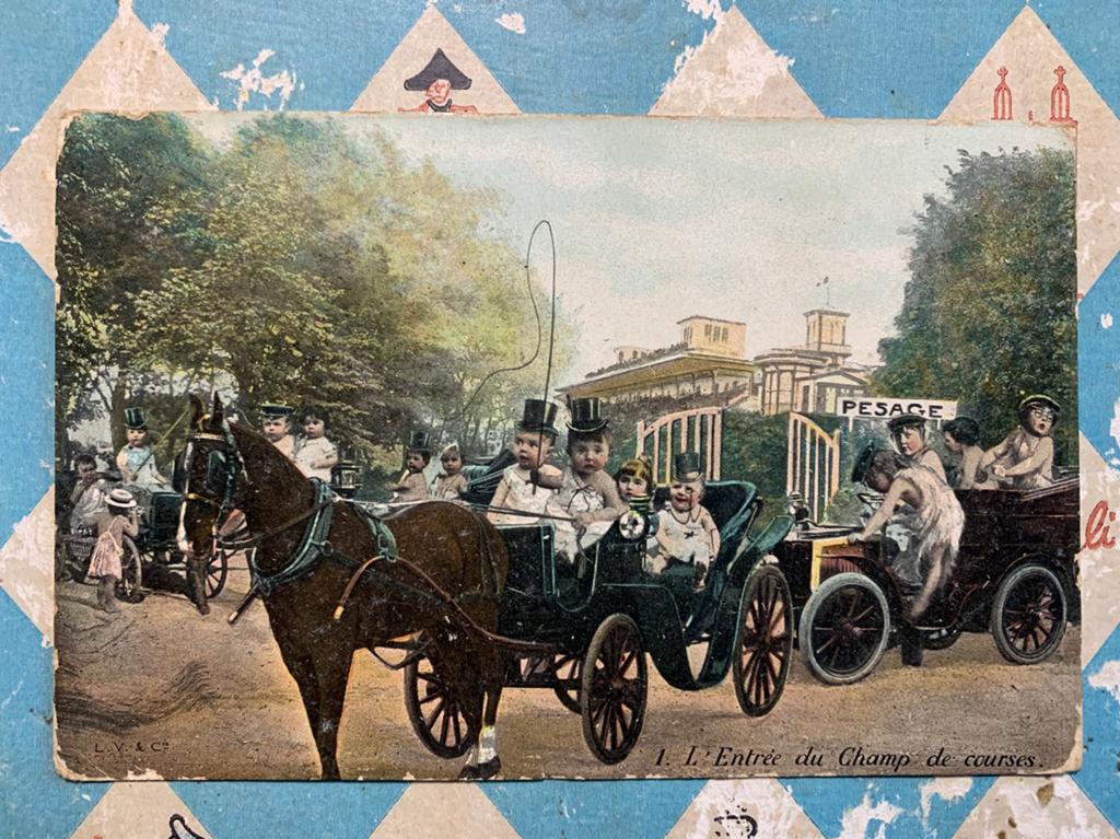 1907 L’entrée du Champ de courses - baby’s in een rijtuig BA, Verzamelen, Ansichtkaarten | Themakaarten, Ophalen of Verzenden