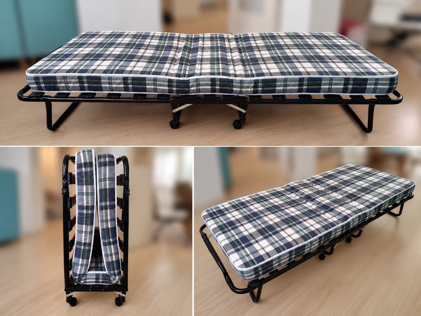 Opvouwbaar eenpersoonsbed met matras inbegrepen, Ophalen, 190 cm of minder, 80 cm, Metaal