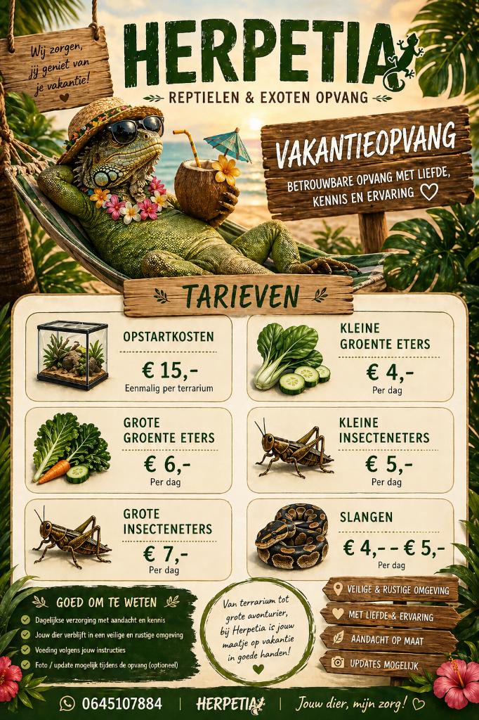 Reptielen vakantie opvang, Ophalen, Nieuw, Overige typen