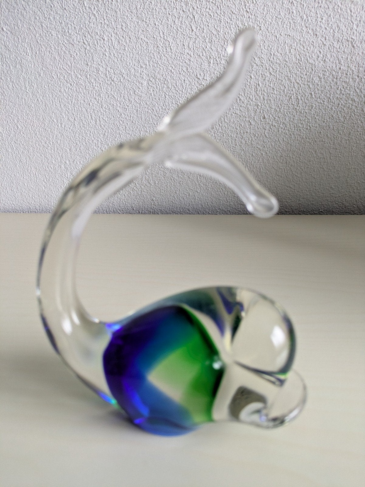 Glazen walvis beeldje - Blauw/Groen, Antiek en Kunst, Ophalen of Verzenden