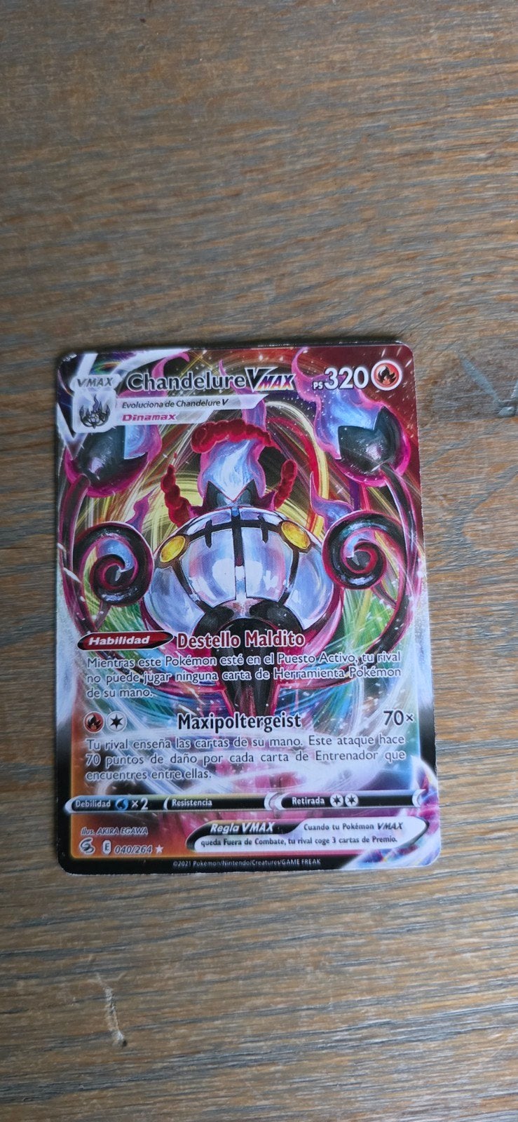 Chandelure VMAX Pokémon Kaart - Spaans, Ophalen of Verzenden, Zo goed als nieuw, Losse kaart