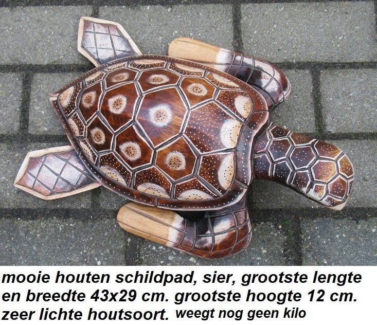 mooie houten sierschildpad, één stuk gesneden 43x29 cm., Ophalen of Verzenden, Zo goed als nieuw