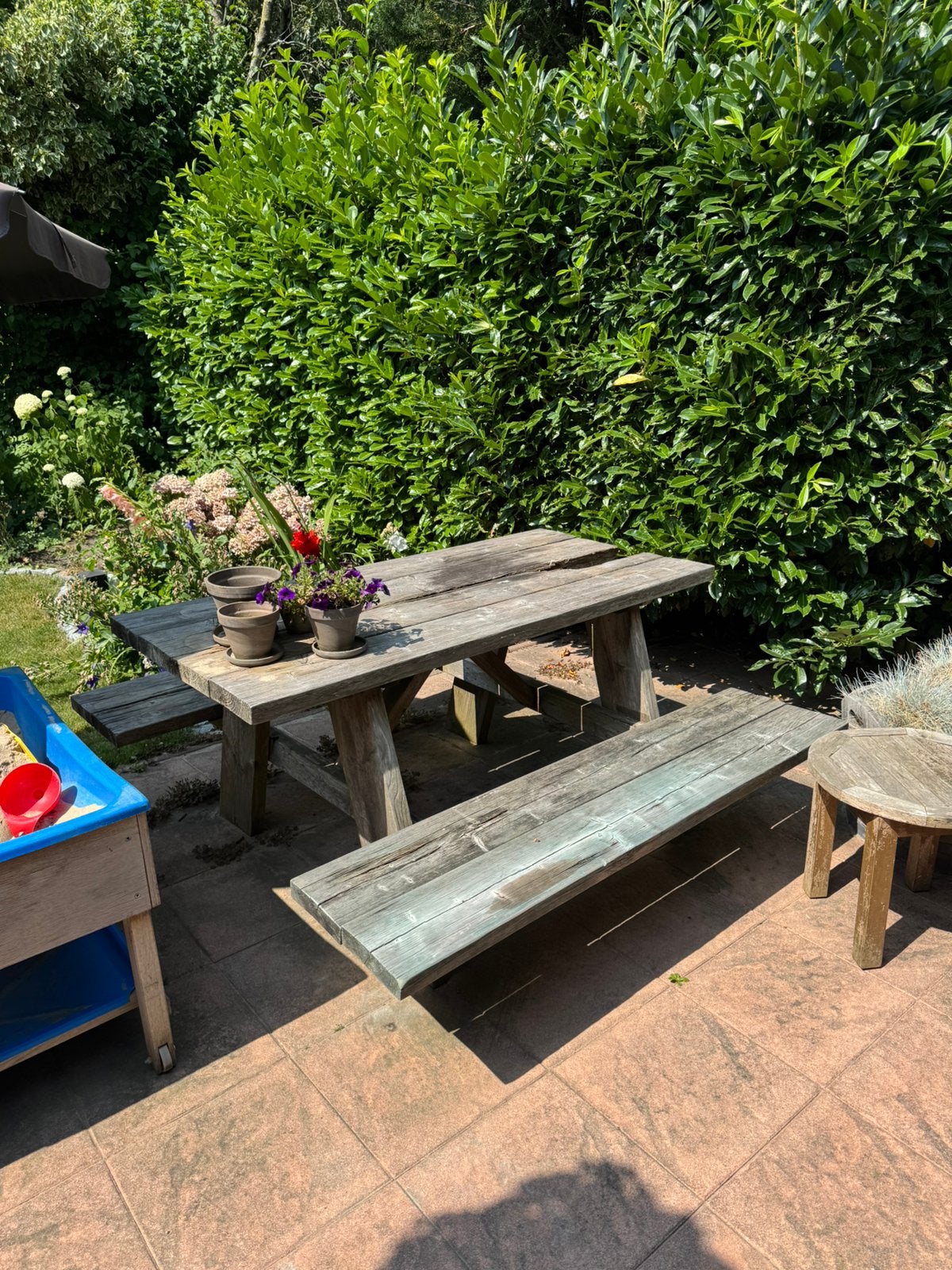 Zware kwaliteit houten picknicktafel bank, Ophalen, Gebruikt, Rechthoekig, Hout