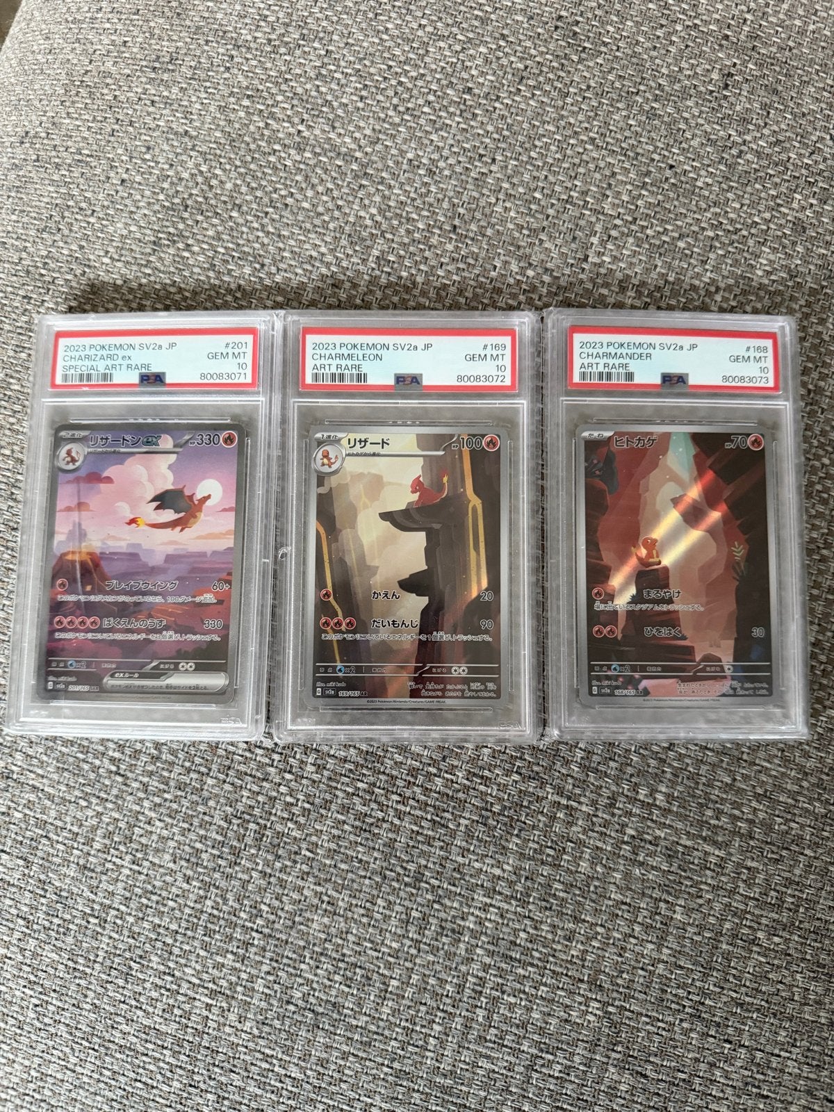 Seq SV2a JP Charizard, Charmeleon, Charmander PSA 10 set, Ophalen of Verzenden, Zo goed als nieuw, Meerdere kaarten