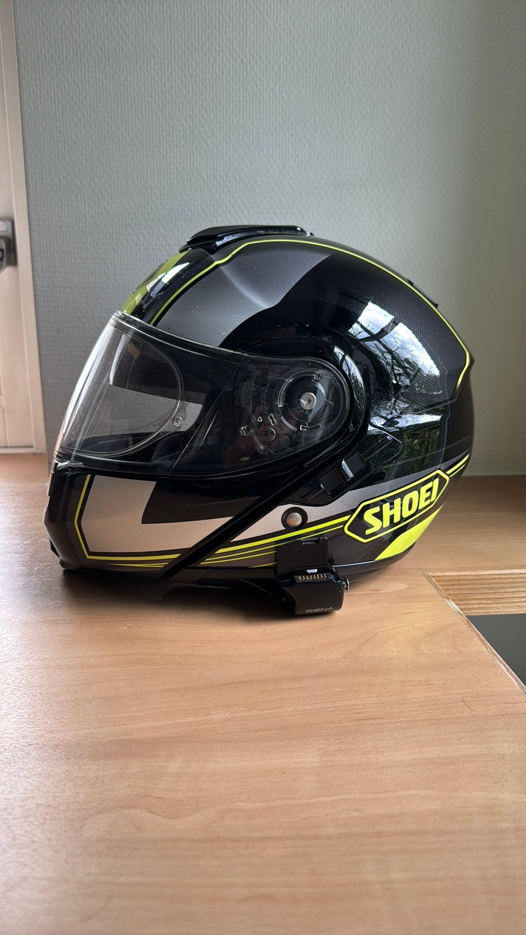 Shoei Neotec met Sena 20S intercom maat M, Motoren, Ophalen of Verzenden, Tweedehands, Systeemhelm, Shoei
