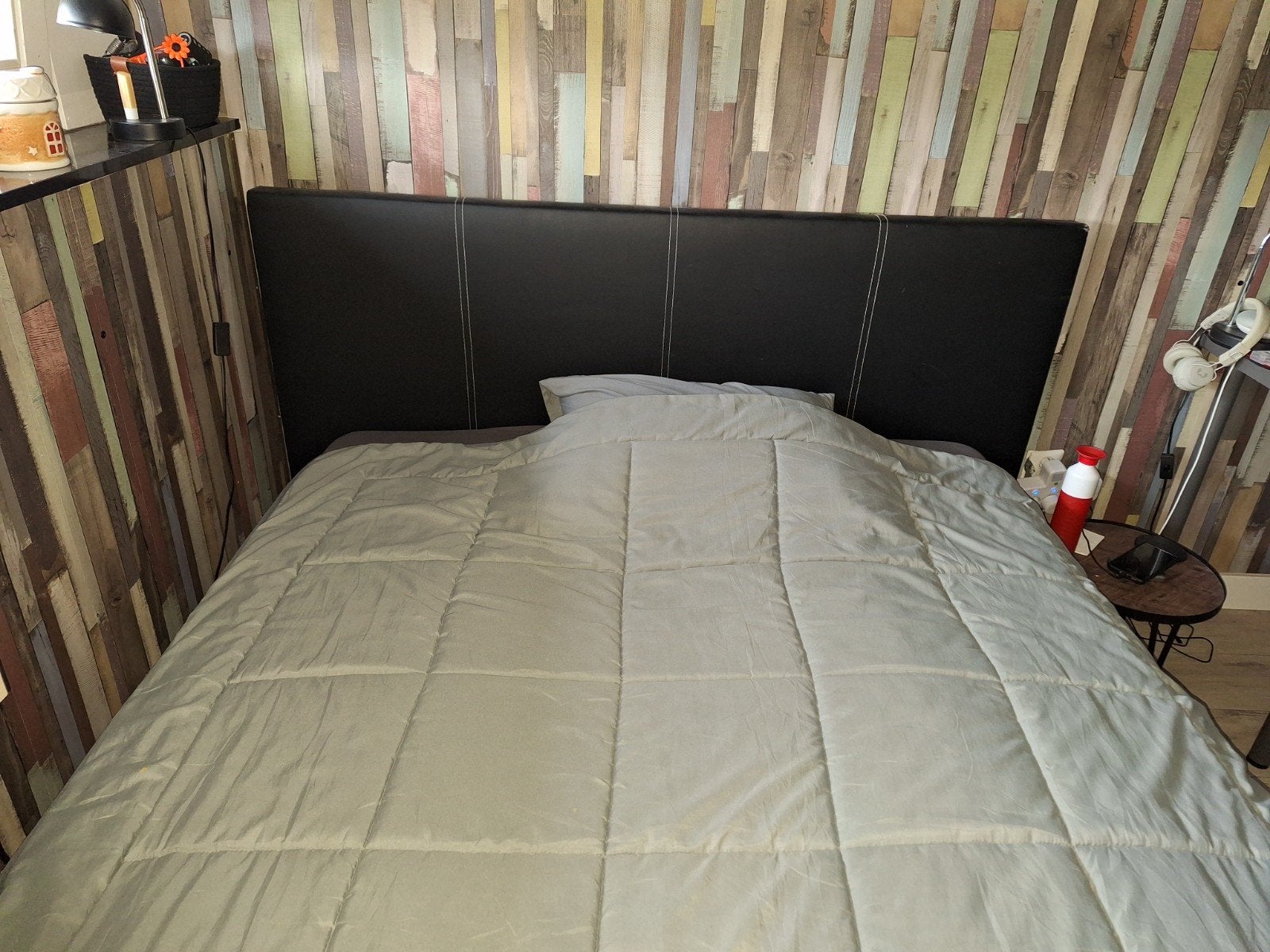 Tweepersoonsbed 140x200 met hoofdbord, Gebruikt, Tweepersoons, Hout, 140 cm